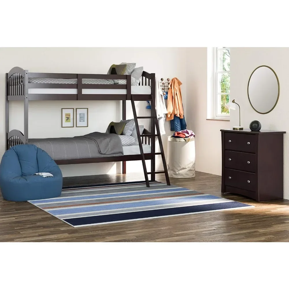 Long Horn Twin-Over-Twin Bunk Bed (Espresso) - GREENGUARD Gold Certified, Converts to 2 Individual Twin Beds