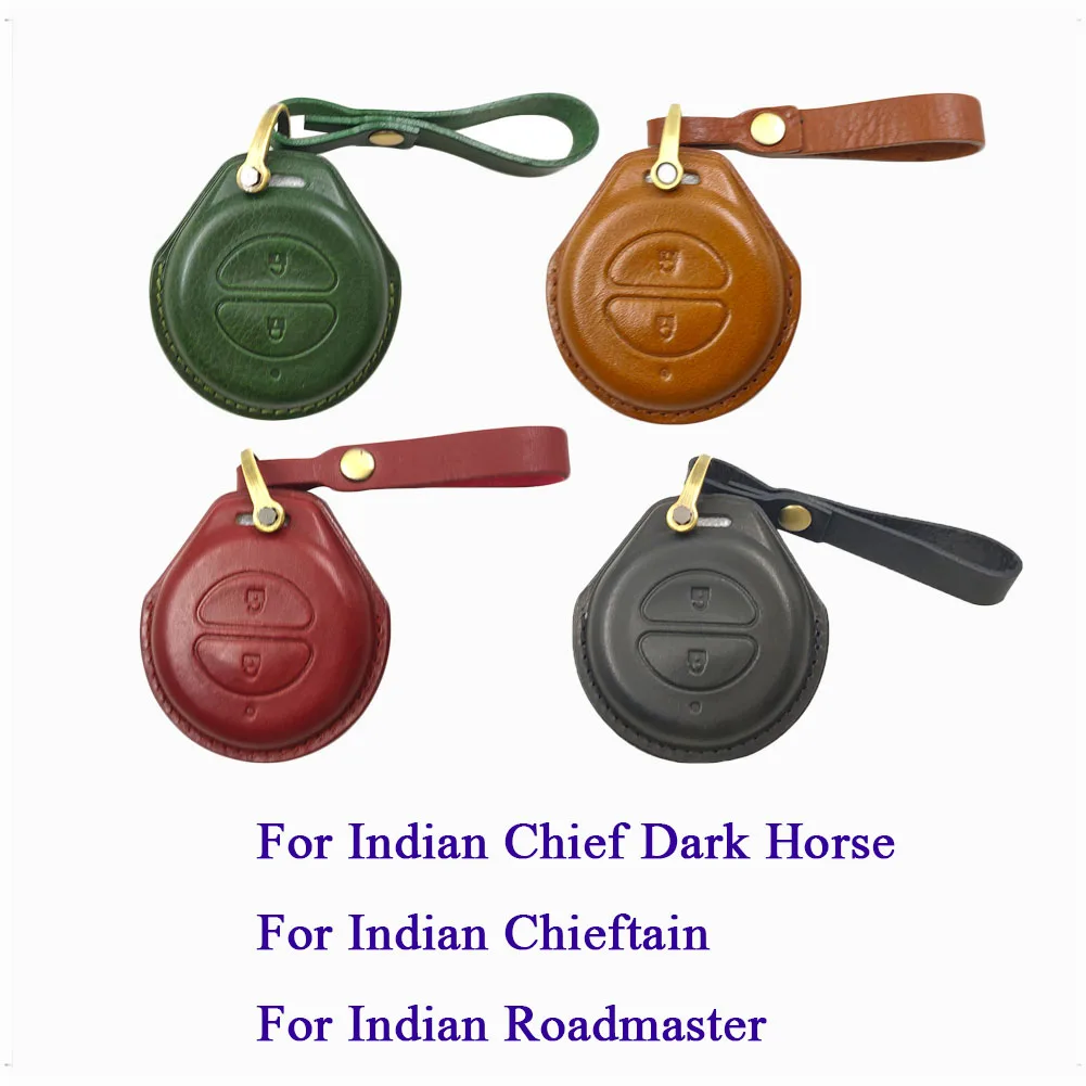 Motorcycle Smart Key Chain Handmade Leather Case Fob Cover For Indian Chief Chieftain Dark Horse Roadmaster Keychains Keyring