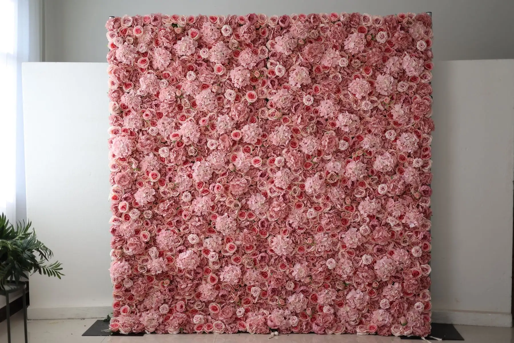 Royal Series Romantic Beautiful  3D Pink Rose Gradient Cloth Curtain Flower Wall Wedding Backdrop Decor Fabric Wall Party Prop