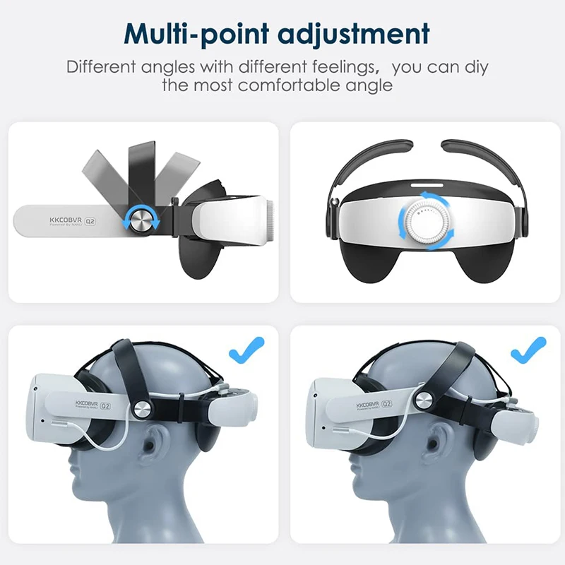 KKCOBVR Q2 Kopfband mit 6800 mAh Batterie für Oculus Quest 2 Einstellbare Design Verbesserte Unterstützung und Komfort VR Zubehör