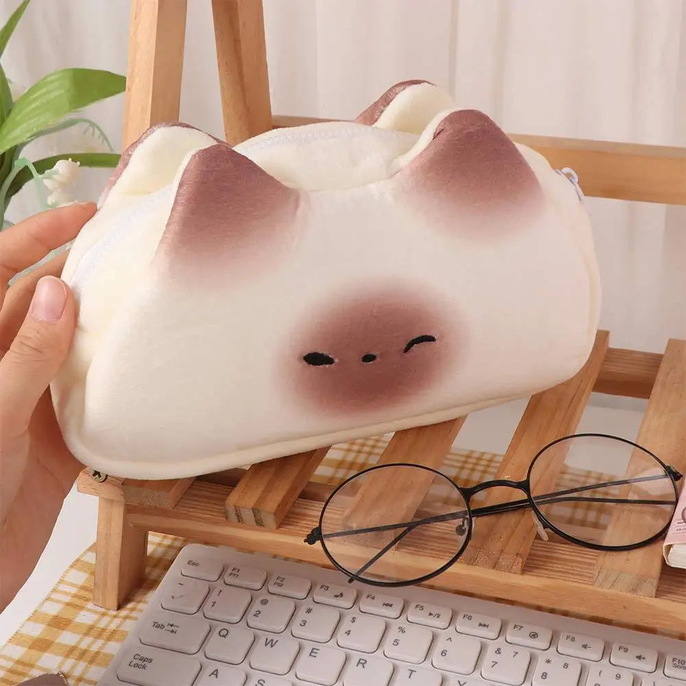 귀여운 구운 빵 편지지 가방 화장품 고양이 디자인 연필 가방 대용량 보관 가방 화장품