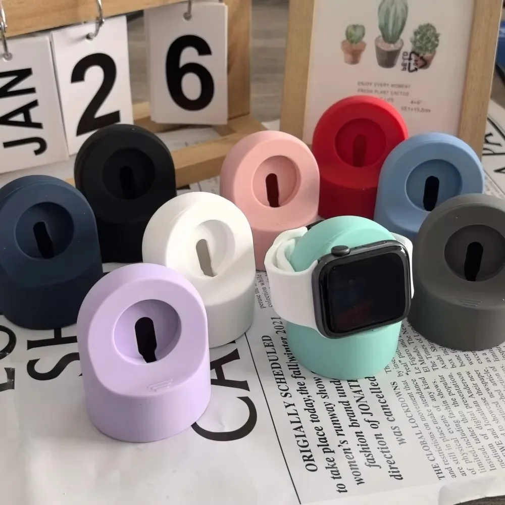 Soft Silicone Charging Dock for Apple Watch Series 12 11 10 9 8 7 6 5 4 3 2 1 SE Ultra Fits 38-49mm Scratch Resistant Desk Stand