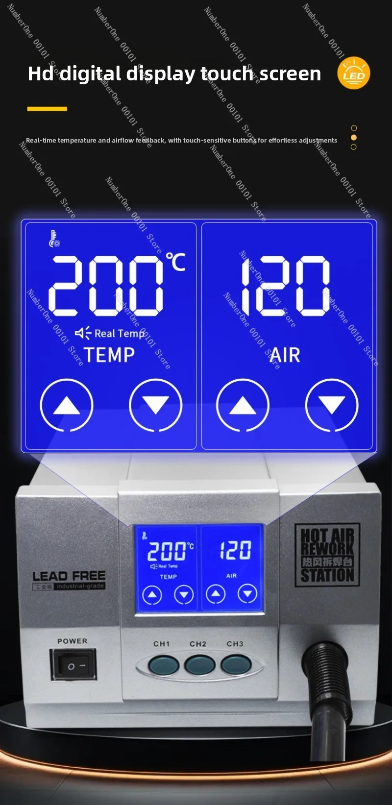 861x smart thermostatic lcd screen 1300w high-power industrial-grade hot air gun & 861dw soldering station