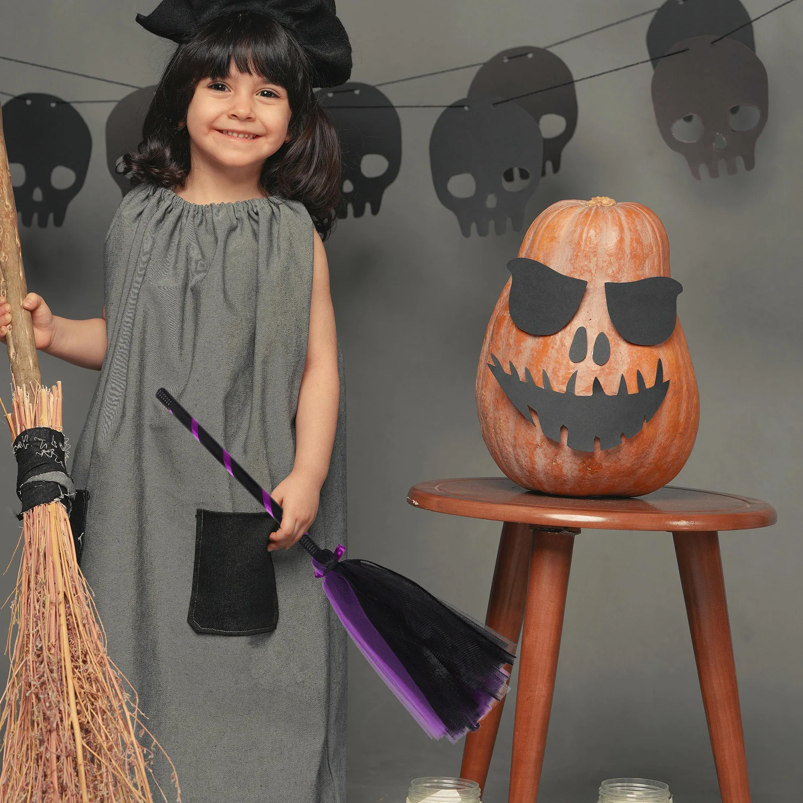 Escoba de bruja para Halloween, escoba desmontable para niños, accesorios de fiesta, accesorios de Cosplay, decoración de Halloween, accesorios de bruja