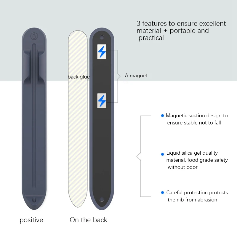 Top-Silikon-Stifthalter für Bleistift 1, 2 Gen, magnetischer Stifthalter für Ipad, Silikon-Stifthalter