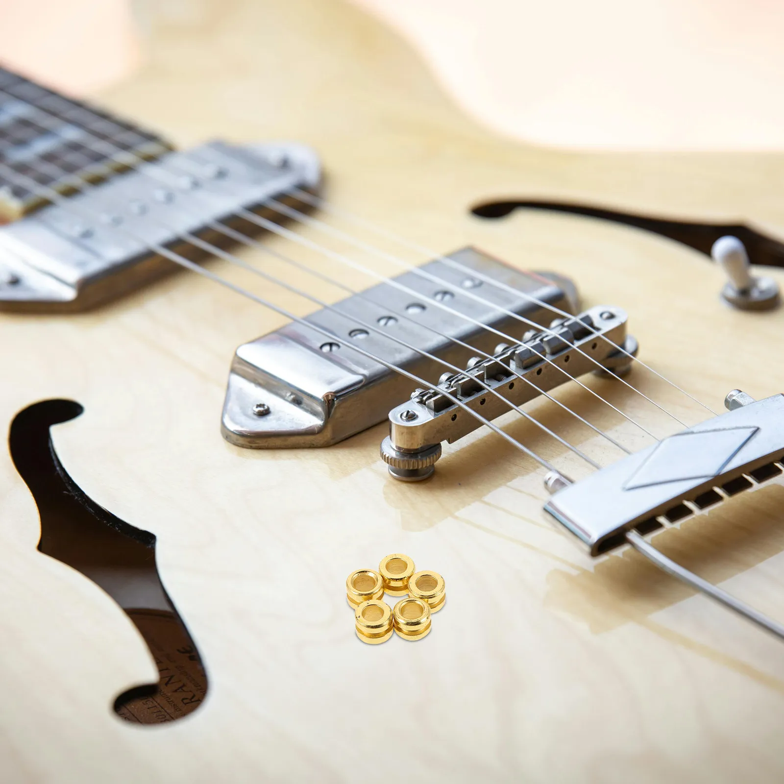 50 Piezas de Cuentas Metálicas para Atar Cuerdas de Guitarra Acústica, Folk, Clásica, Ukelele, Accesorios de Modificación de Cuerdas, Cuentas de Extremo Esférico para Mejorar el Tono