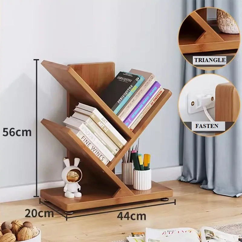 Study desktop racks for students bookshelf small storage table top magazine book holder simple classic design Y cross shaped