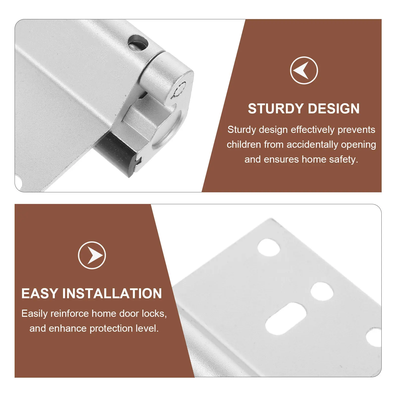 2Pcs Aluminum Alloy Safety Door Lock Reinforced Sliding Latch Quiet Operation Door Security Lock for Home Protection