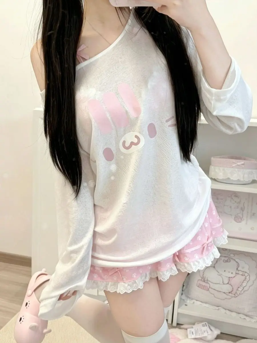 Cute  Print Long Sleeve Beach Vacation Style Thin Transparent Sun Protection Cover Shirt Women's Fashionable Breathable T-...