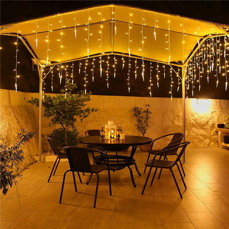 LED Icicle Curtain String Lights EU Plug Christmas Ice Piton Light String Garden Bedroom Street Square Decoration Holiday Lights
