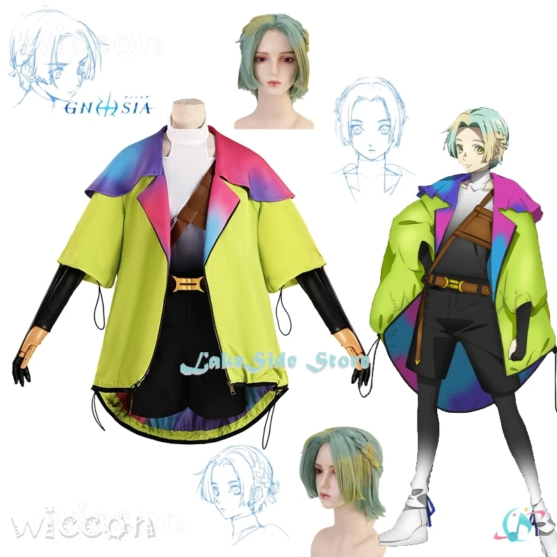 

christmas disfraz Yuri Cosplay Costume Wig Anime Game Gnosia Green Jacket Shorts Set Halloween Christmas sexy accessories