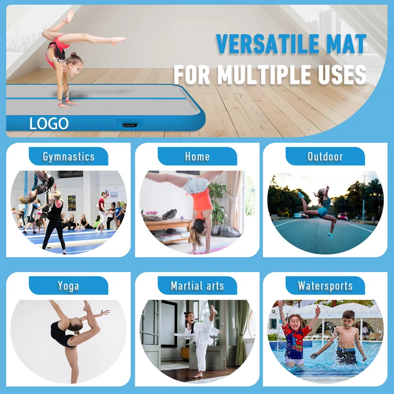 3/4/5/6 متر 10/20 سنتيمتر سميكة عدم الانزلاق بساط جمباز نفخ الهواء المسار للمنزل التدريب تراجع اليوغا أجهزة لياقة خارجية #3