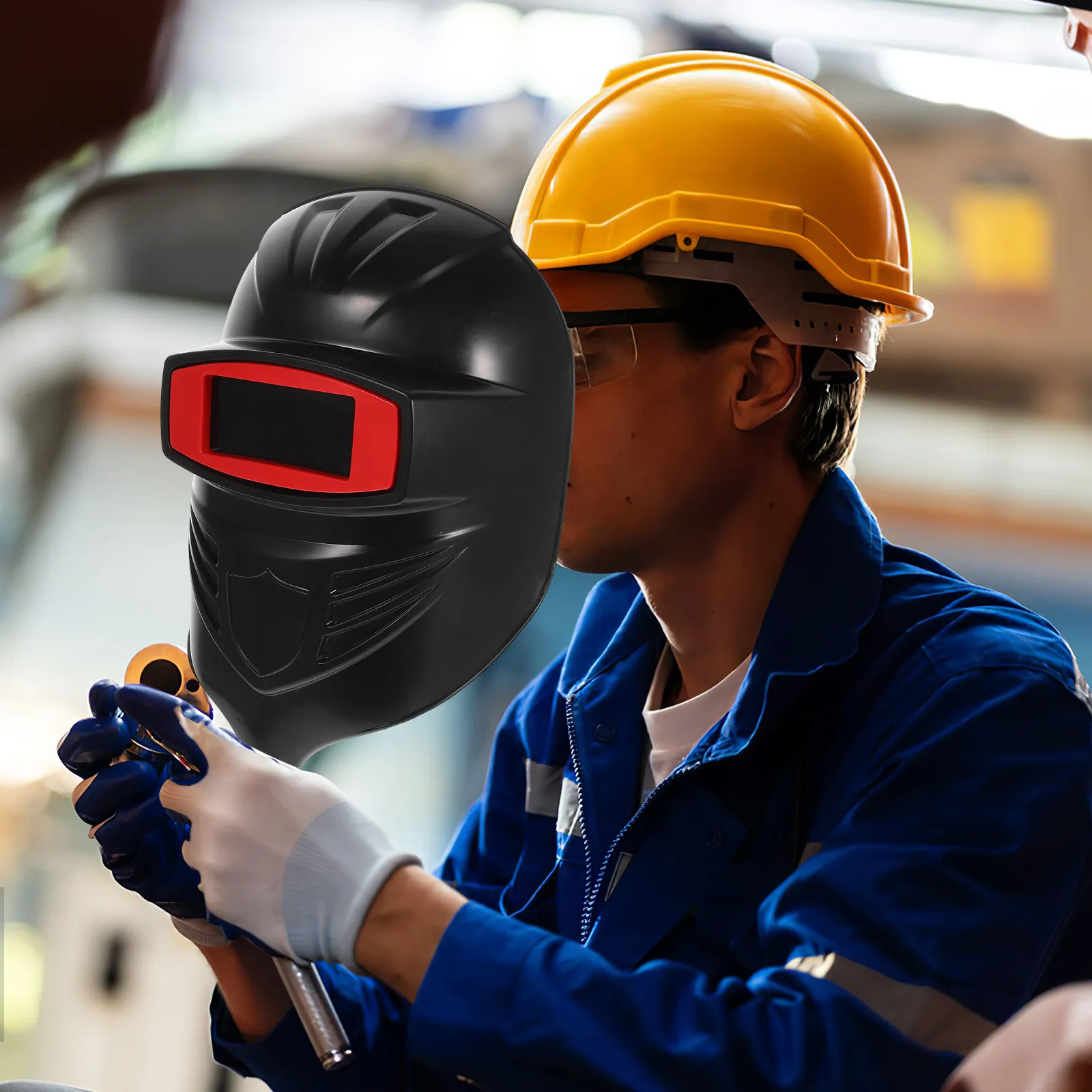 

Welder Face Mask Plastic Handheld Welding Facial Protection Mask Excellent Durability Clear Vision for Welding Cutting Grinding