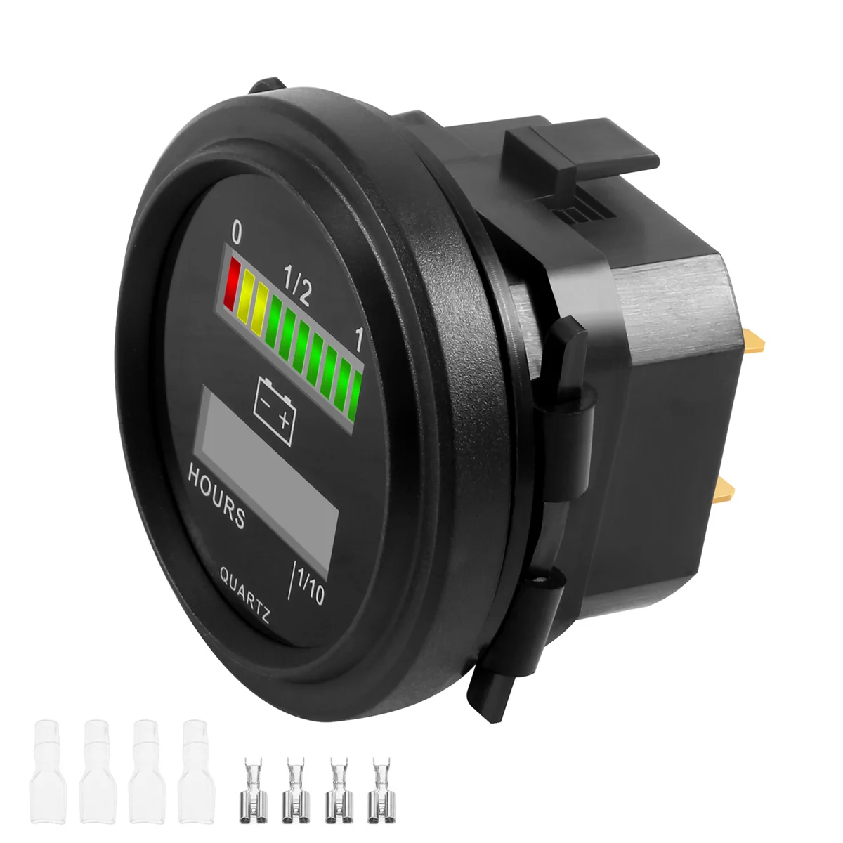 12V/24V/36V/48V/72V LED Digital Battery Status Charge Indicator with Hour Meter Gauge Black