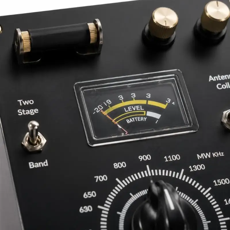 96BA Two-Band Crystal Radio Receiver with 6-Position Adjustment, Front-Panel Level Meter, Separate Controls, and High- or