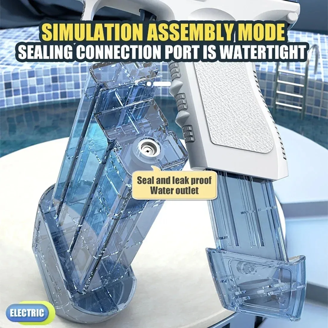 Pistola de agua eléctrica de disparo continuo, almacenamiento de agua de gran capacidad, artefacto portátil para piscina de playa al aire libre, pistola de agua para niños