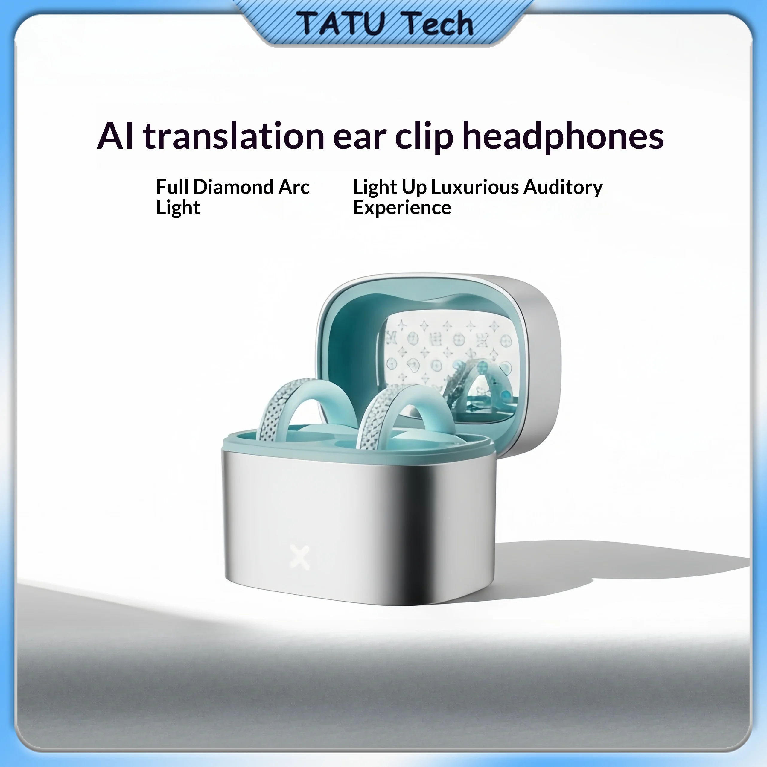 Clip‑on Open Ear Wireless Bluetooth Headphones Crystal Glow Design Dual Mode for Gaming Music Sport Earbuds