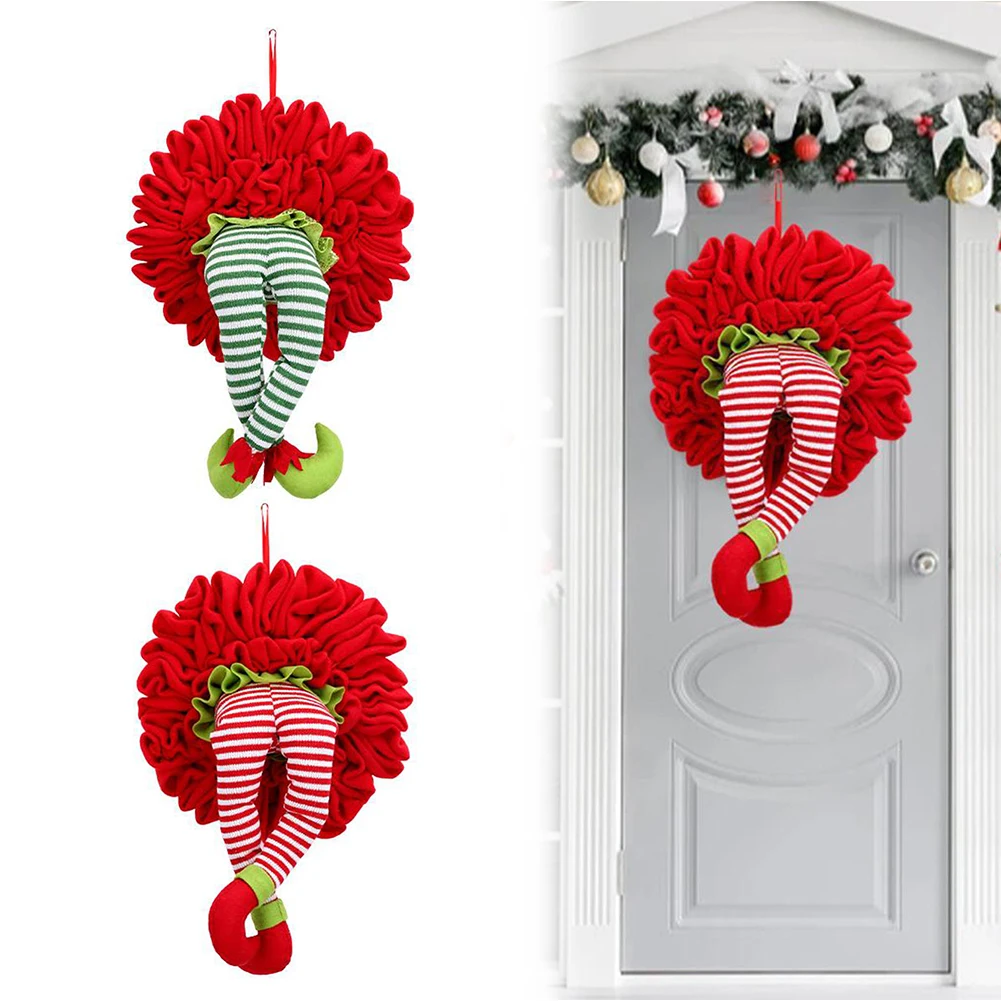 

Christmas Elf Leg Wreath Christmas Thief Wreath Xmas Tree Topper Garland Ornaments Christmas Wreath for Front Door Decorations