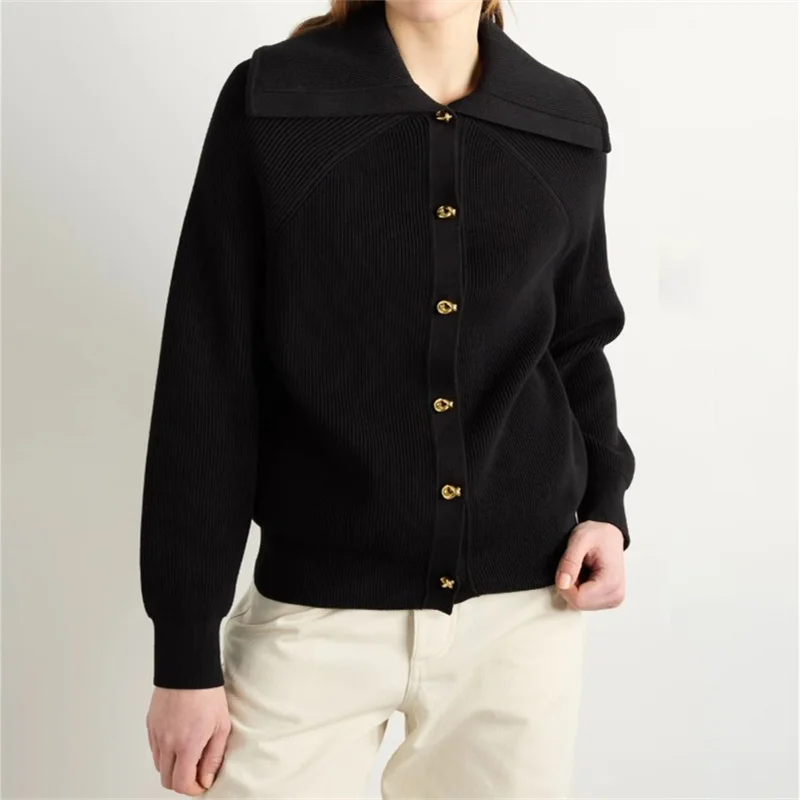 

Cardigan for women New elastic knitted slim fit lapel long sleeved top for autumn 2025 Cashmere blend Women's sweater Knitwear