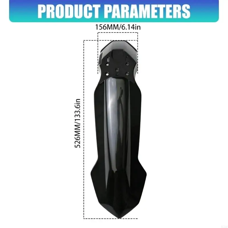 M76E Motorrad-Frontkotflügel-Reparaturteil, schwarze Kunststoff-Radabdeckung mit Montageplatte für Fahrten auf nasser Straße und – Detail 6
