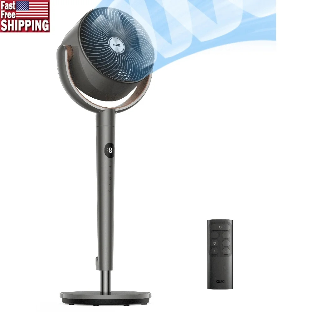 مروحة بقاعدة متأرجحة هادئة 9 سرعات 3 أوضاع للتحكم عن بعد ارتفاع قابل للتعديل 120 °   مروحة أرضية داخلية تتأرجح 23 ديسيبل ضوضاء