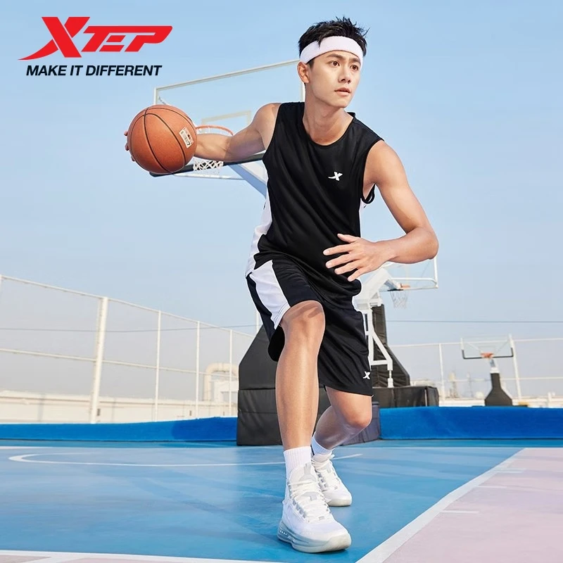 Xtep Summer Sports Set Men\'s Basketball Suit Men\'s Sportswear Breathable Colorful Simple Oversize Short And T-Shirt 879229820246
