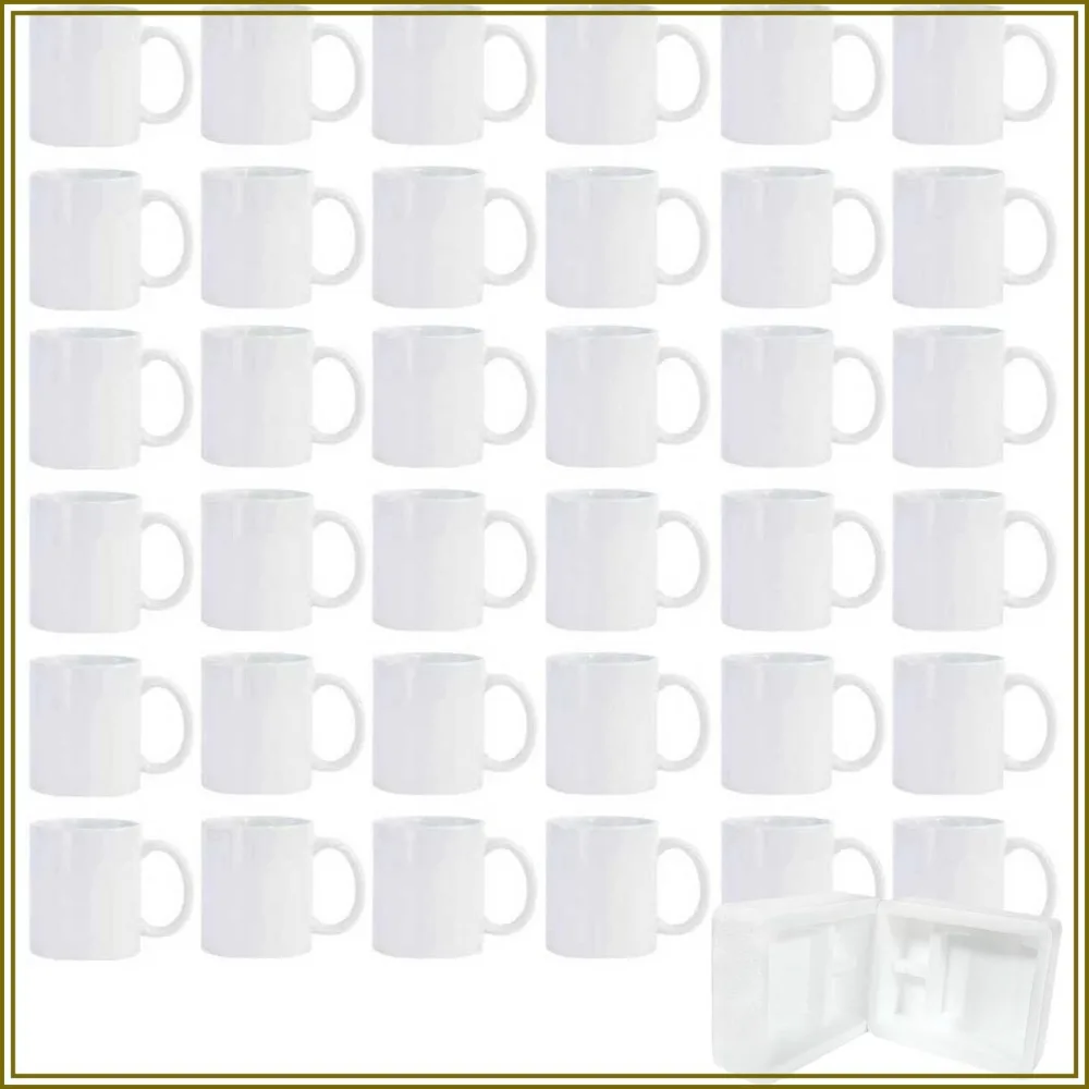 

36-Pack 11oz White Sublimation Mugs with Foam Box - Ceramic Coffee Cups for DIY Custom Gifts