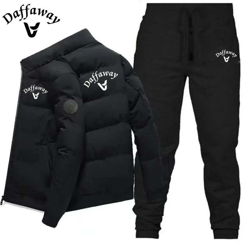 Men\'s Clothing Cotton Jacket Sportswear Set, Hooded Shirt And Pants Set, Daffaway Fashion, Men\'s Winter Clothing New Two-Piece