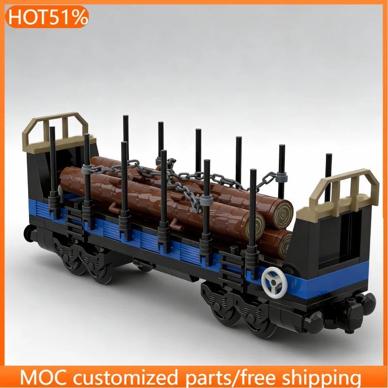 

235 деталей, модульный конструктор MOC: Транспортный открытый грузовой вагон, простая технологичная модель из кирпичиков, DIY, праздничный подарок