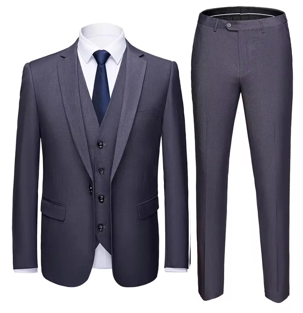 البدلة S-6XL (سترة + سترة + بنطلون) للرجال زفاف رسمي أفضل رجل عامل شهم موضة سليم صالح عرض بدلة مكتب الأعمال