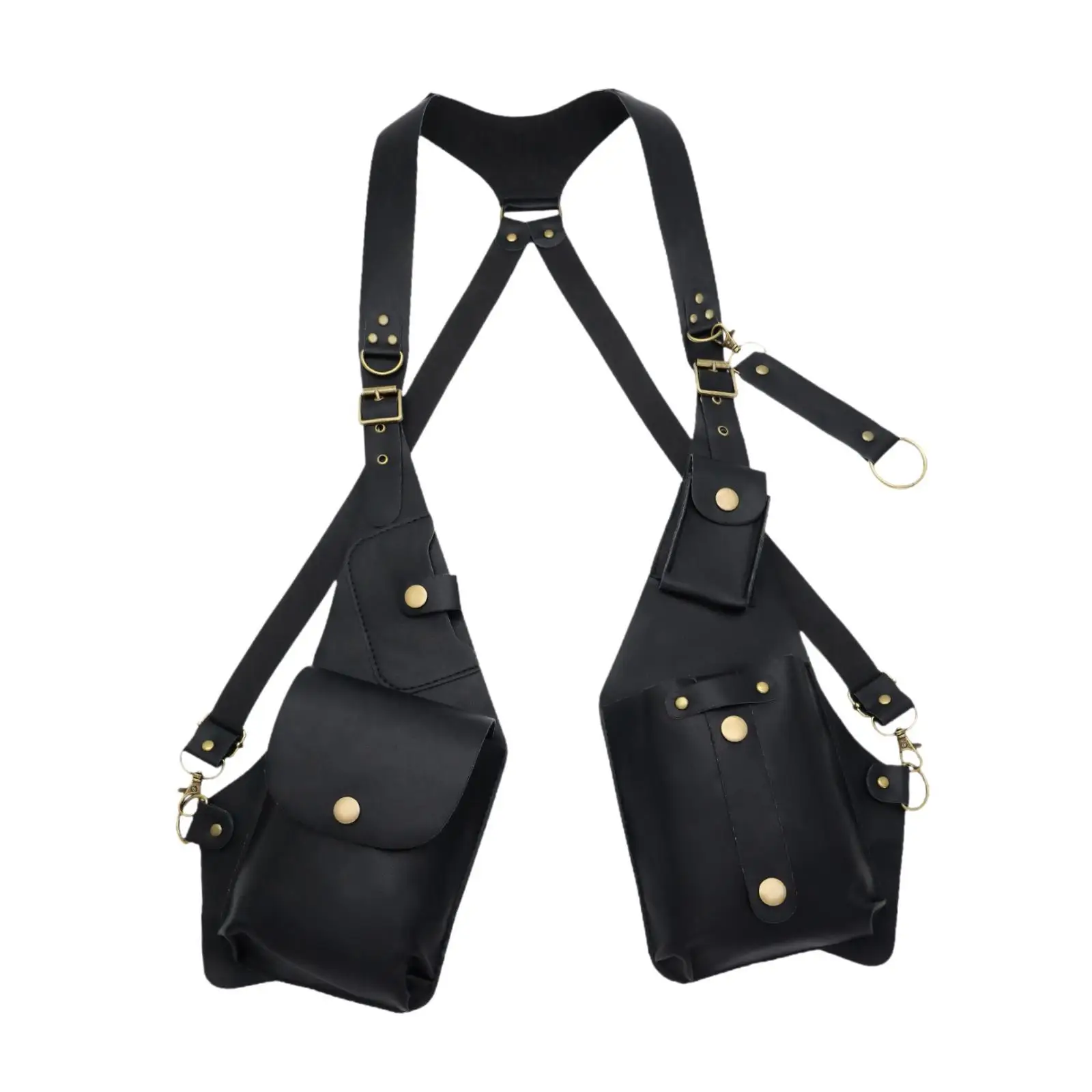 Underarm Shoulder Bag PU Leather Crossbody Bag Multipurpose Vest Backpack for