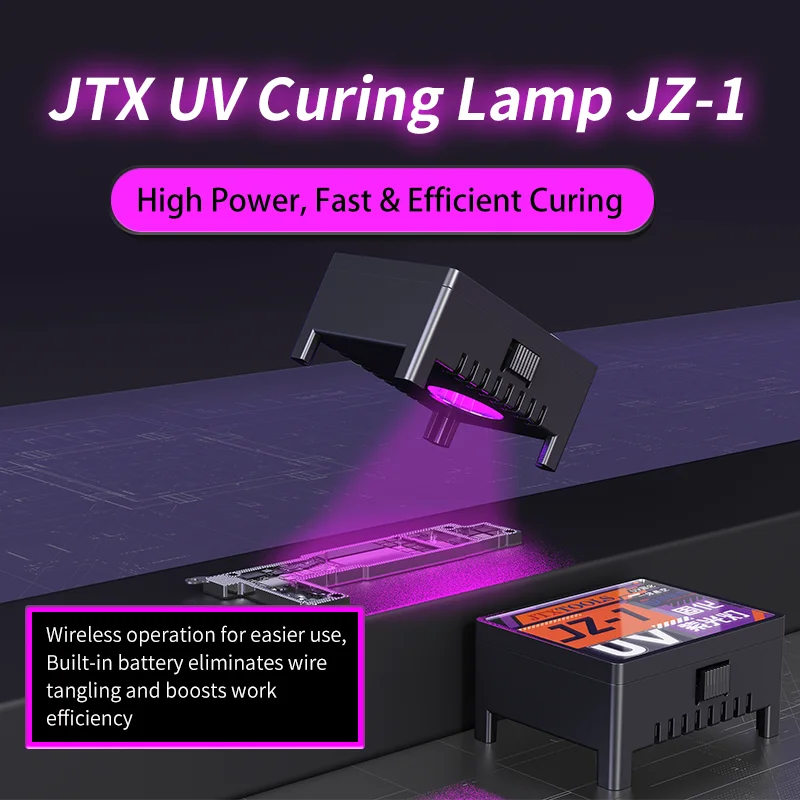 JTX JZ-1 Portable Wireless UV Curing Lamp Built-in Battery Fast Curing Light for Phone PCB OCA UV Glue Repair Tool