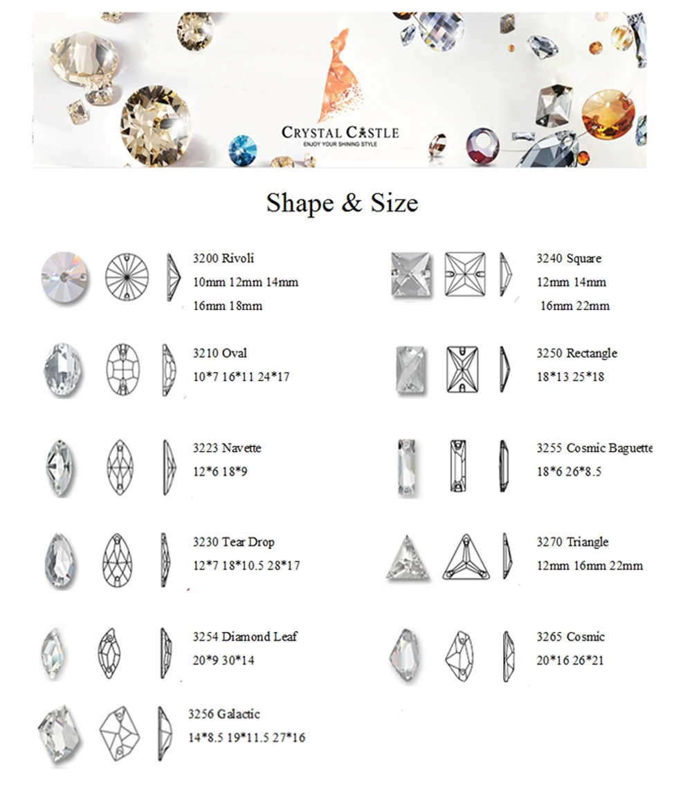 Crystal Castle Super 5A Needlework Rhinestones Sew On Glass Clear Whiite AB Stone and Crystals Diy Rhinestones For Clothes