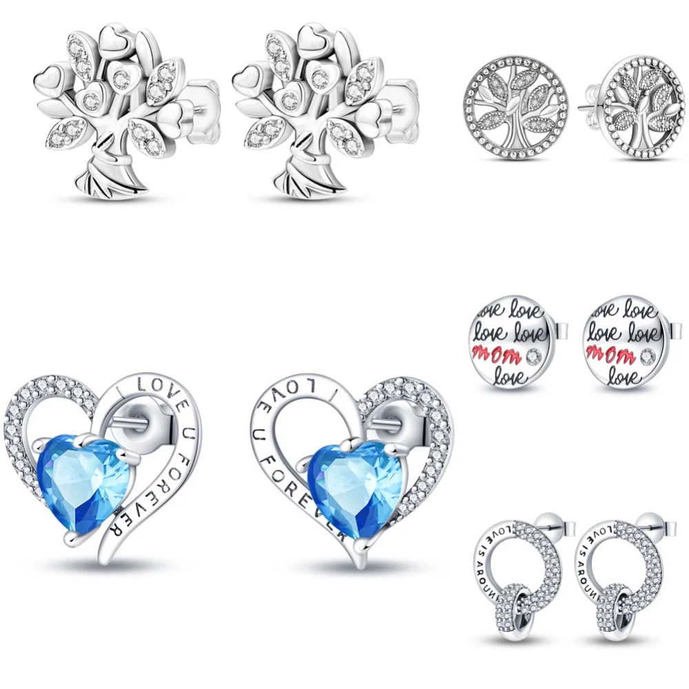 Ohrstecker aus 925er-Sterlingsilber, Familie, Freundschaftsserie, Zirkon, für Damen, feiner Schmuck für den täglichen Gebrauch, S925-Zubehör, Frühlingsgeschenk