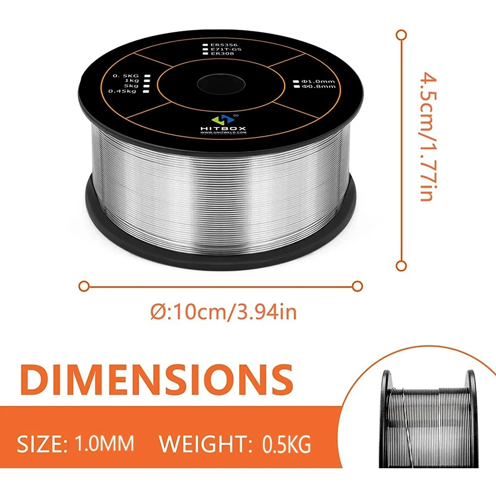 HITBOX 0.5kg 1.0mm Aluminum MIG Welding Wire ER5356 Universal For MIG Weldling Machine Spool Gun Soldering Welder Accessories