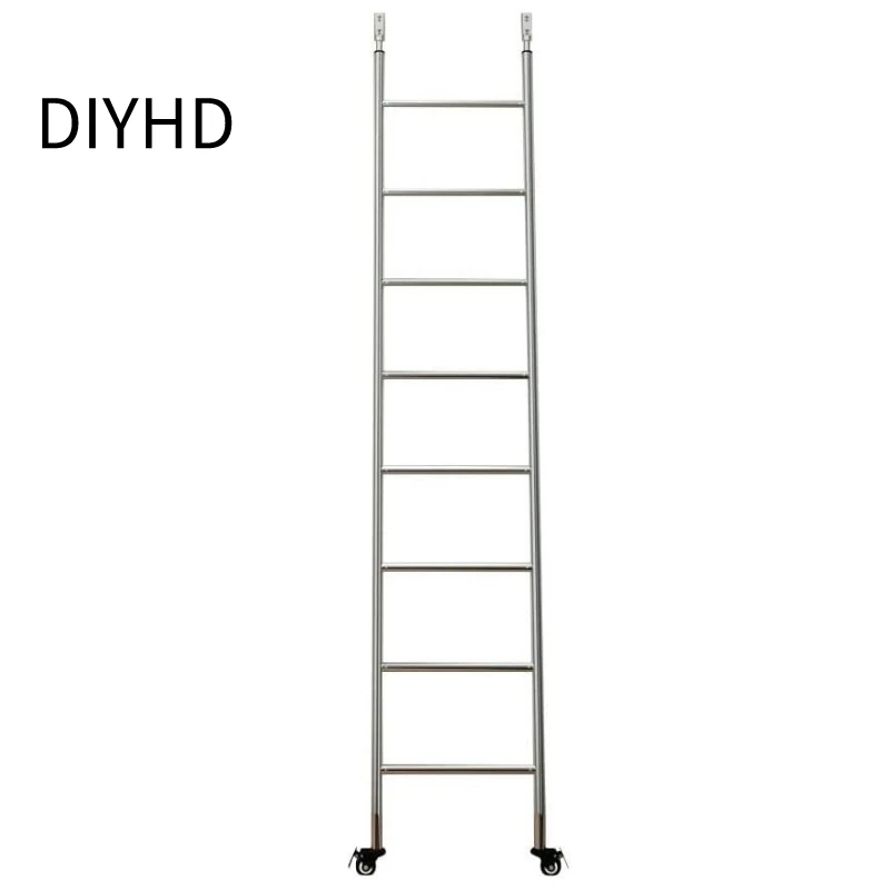 

DIYHD 87 "/96" индивидуальный заказ из нержавеющей стали вращающаяся ступенчатая лестница с матовой планкой, без ролика, для лофта, лестницы/книжной полки