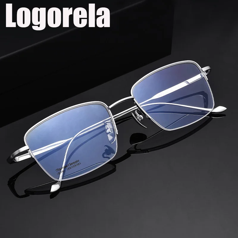 

Logorela 22042 Spectacles Titanium Optical Fashion Light Eyeglasses Frame For Men Eyewear Half-rim Glasses with Optional Colors
