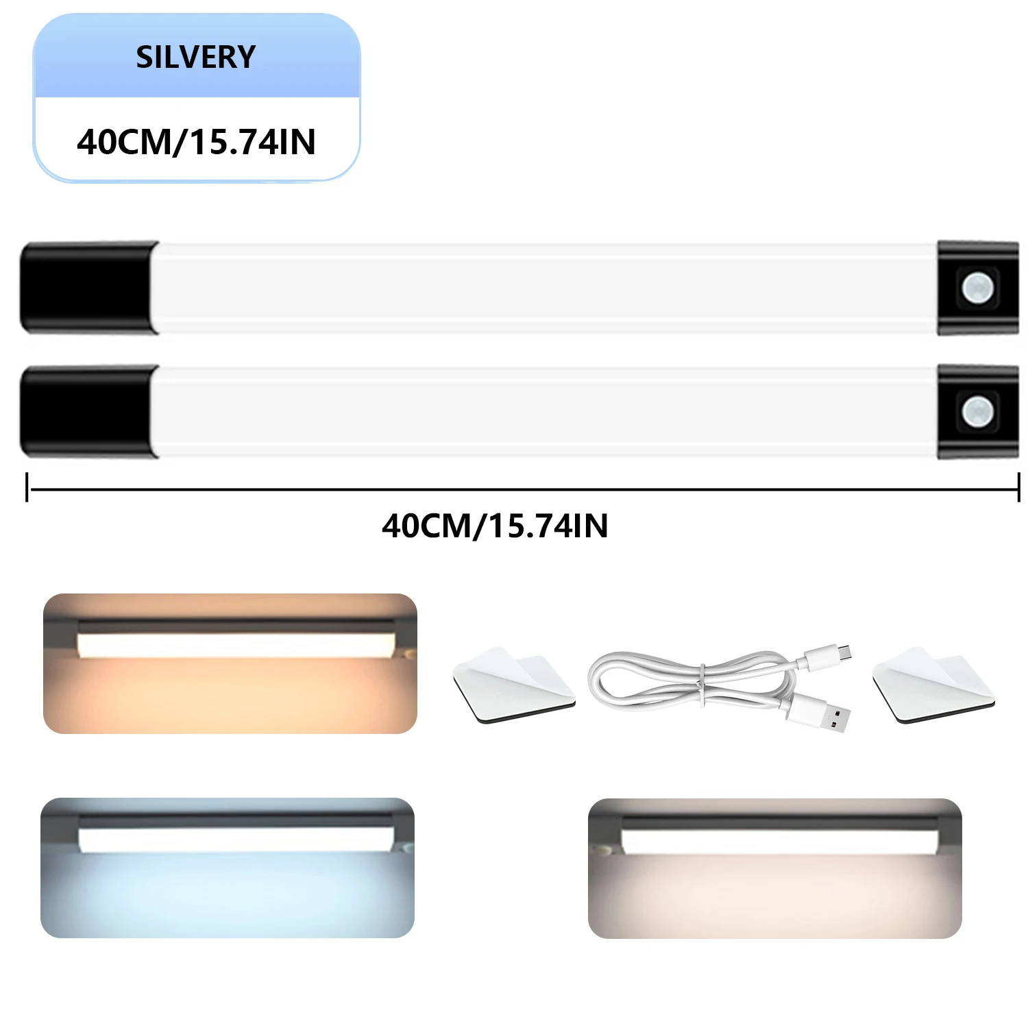 Luces debajo del gabinete, sensor de movimiento con pilas recargable para interiores, armario regulable magnético, inalámbrico debajo del mostrador para kit