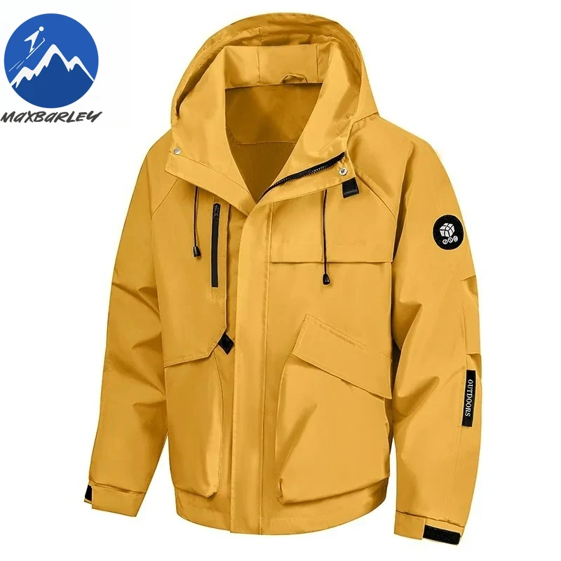 Maxbarley Mens Casual Jacket  Autumn New Trend Camping Windproof Coat Outdoor Hiking Travel Hooded Long Sleeve Windbreaker