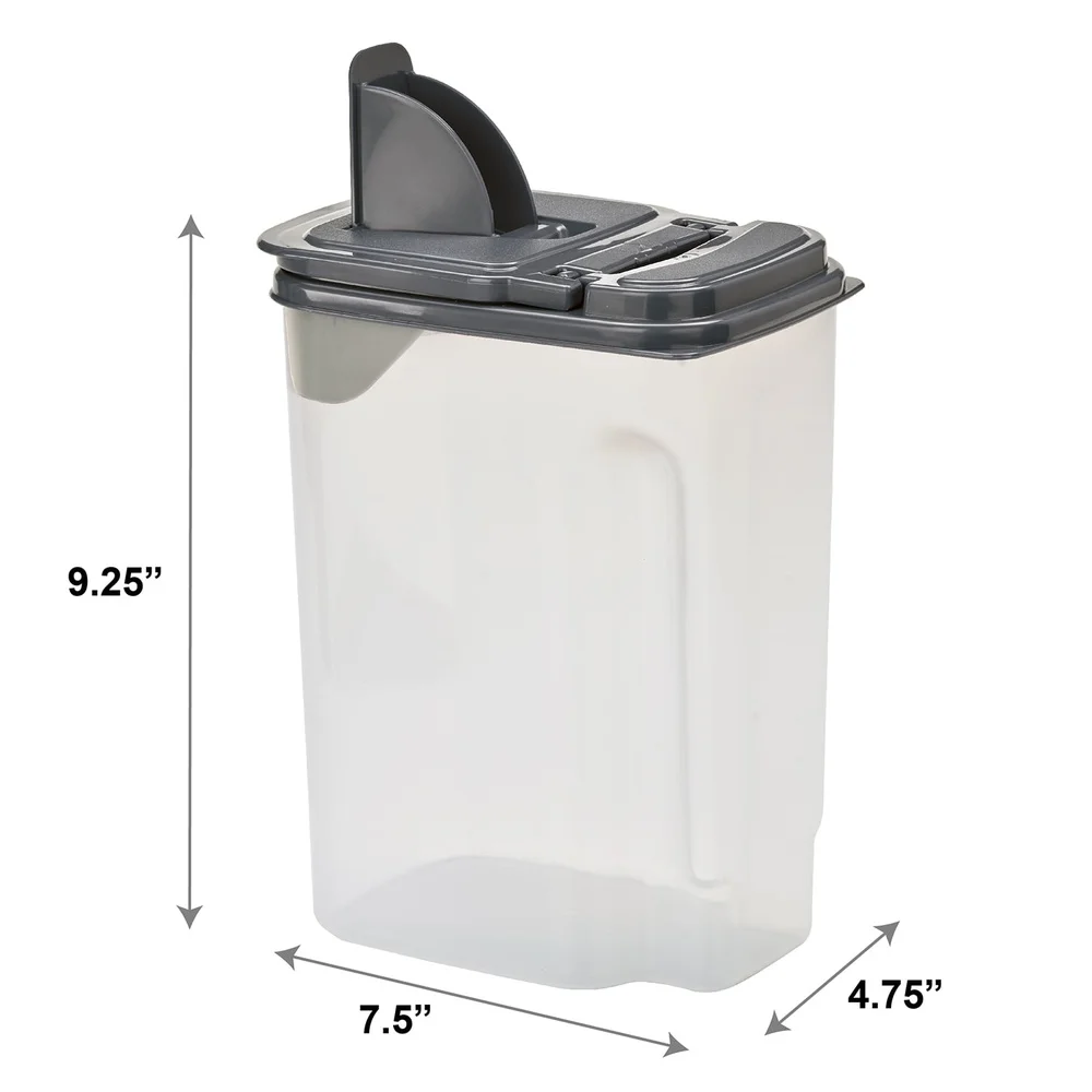 Dispenser per alimenti in plastica trasparente da 3,5 QT con coperchio grigio Soluzione di stoccaggio ermetica Elementi essenziali per la cucina Contenitore per l'organizzazione efficiente