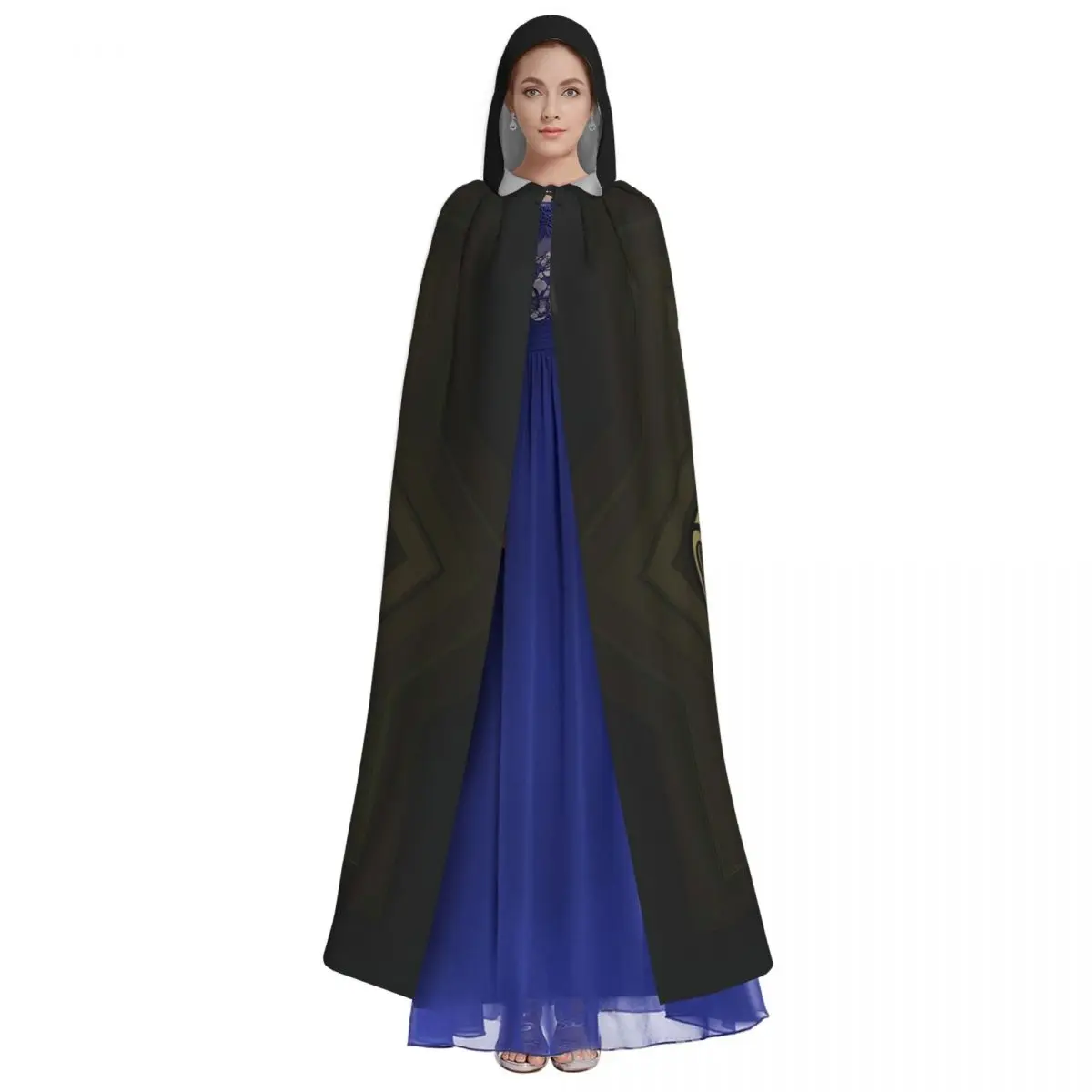 Golden Buddha Radiating Light Hooded Cloak Halloween Party Cosplay Woman Men Adult Long Witchcraft Robe Hood