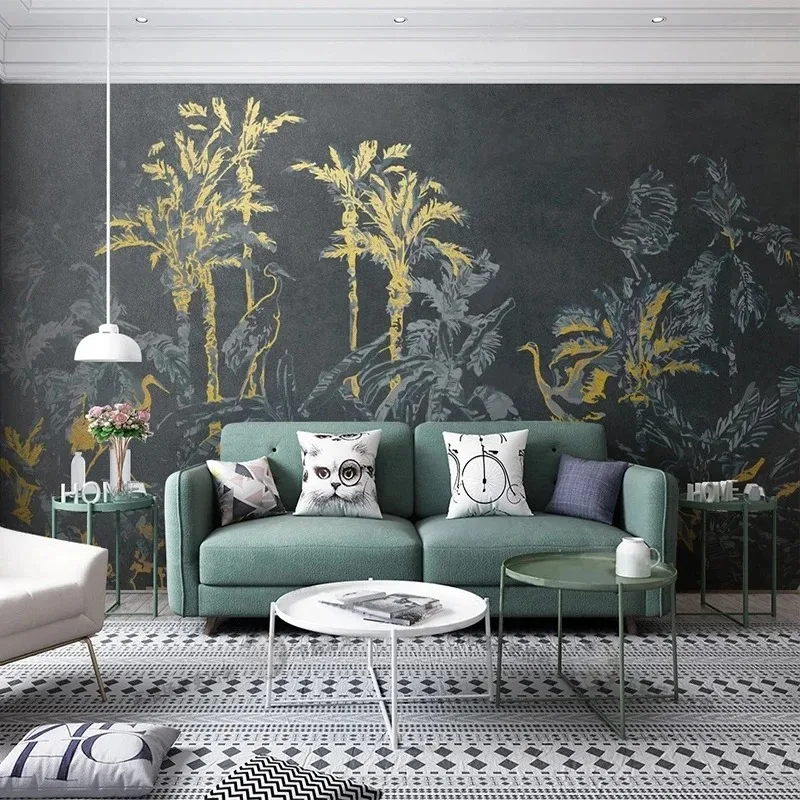 Custom 3D Wall Mural European Style Tropical Plant Forest Photo Wallpaper Living Room Bedroom Home Decor Papel De Parede Sala 3D