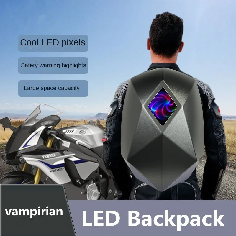 LED Backpack Light Bluetooth DIY Eyes Motorcycle Riding Full Helmet Sports Waterproof Backpacks School Bag Mochila Feminina