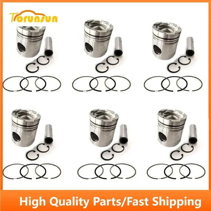 New 6 Sets STD Piston Kit With Ring 34A17-00200 Fit For Mitsubishi S6B3 Engine 135MM