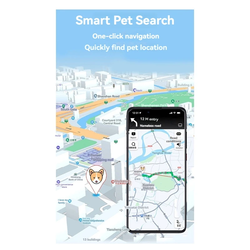 Dog Tracker Pet Tracker-ошейник для слежения за собаками, водонепроницаемый IP65, работает с любым ошейником (универсальный для Android и IOS)