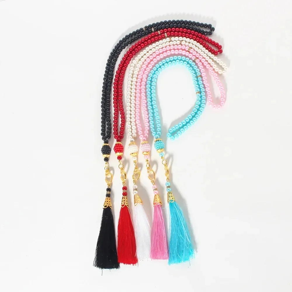 الزجاج اللؤلؤ شرابة النمط التركي مسبحة مسلمة سبحة صلاة الإسلامية سوار للنساء مجوهرات اكسسوارات هدية