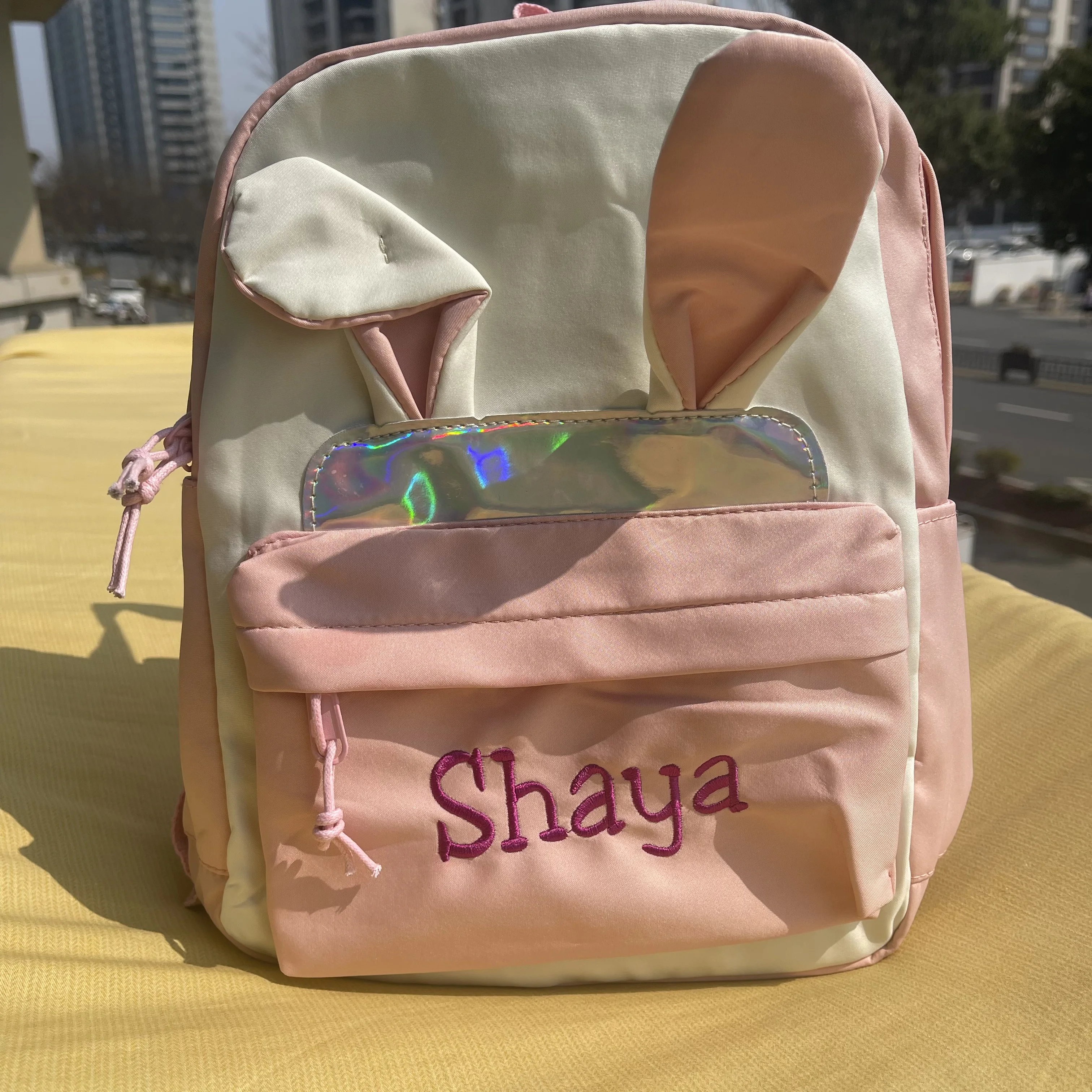 Embroidered Personalized Kindergarten Opening Gift Bag, Customized Name Cute Cartoon Boy And Girl Travel Backpack