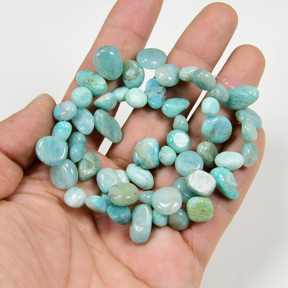 

APDGG 5 Strands Natural Green Amazonite Polished Top-drilled Freeform Nugget Loose Beads 15.5" Strand Jewelry Making DIY