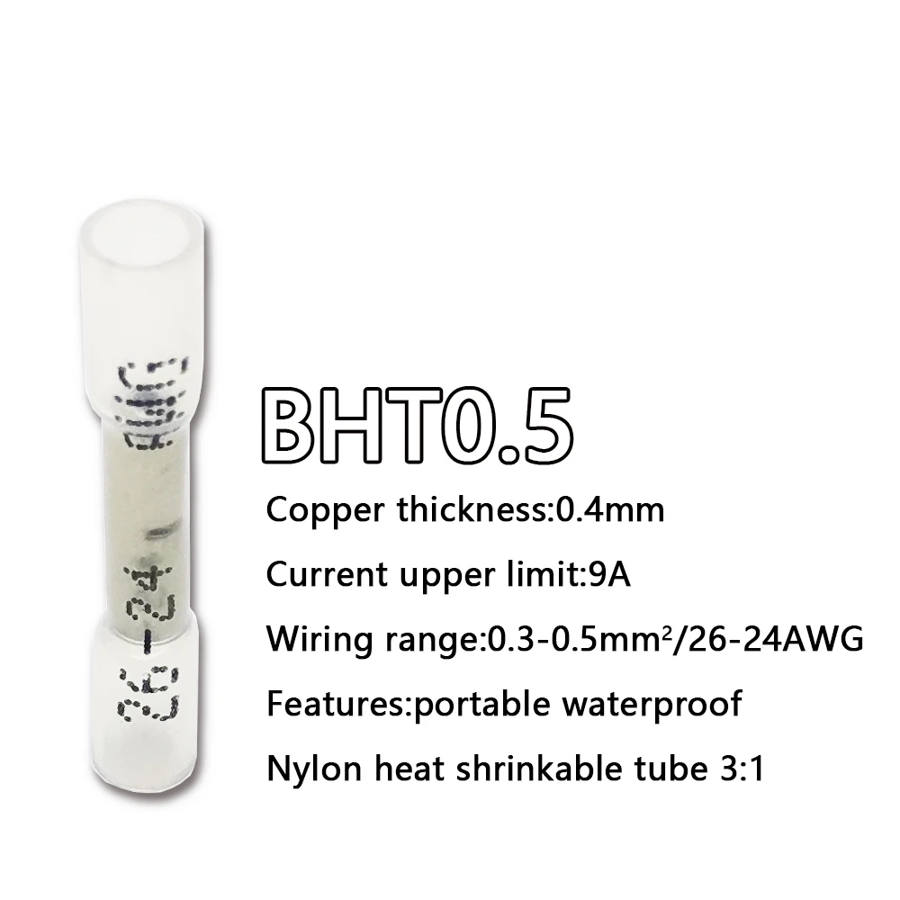 Heat Shrink Butt Wire Connectors Waterproof Insulated Automobile Wire Cable Crimp Terminals AWG 26-10 0.3-6.0mm2