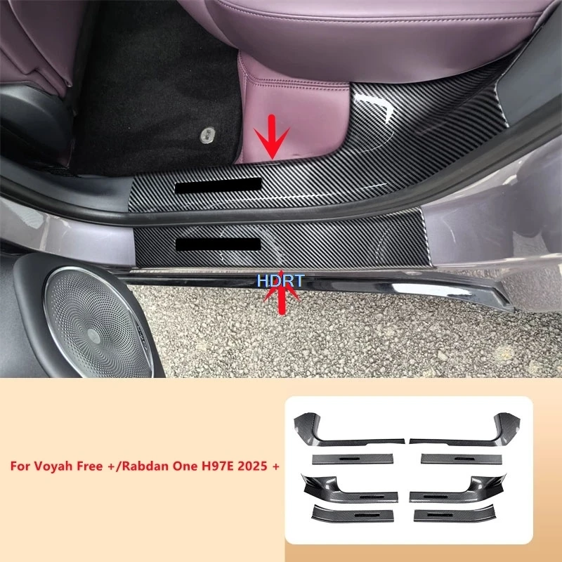 Car Style Threshold Scuff Door Sill Welcome Pedal For Voyah Free +/Rabdan One H97E 2025 + Rear Trunk Guard Cover Tail Boot Plate